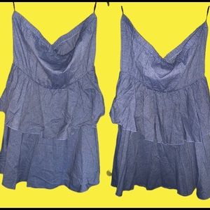 Light weight blue jean strapless dress